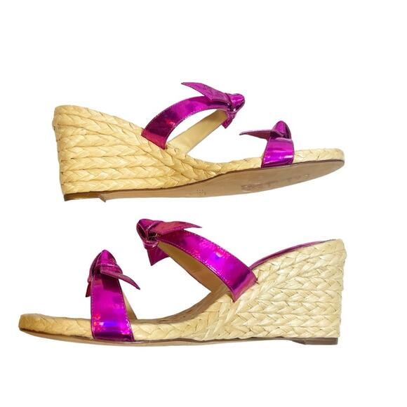 ALEXANDRE BIRMAN Clarita Espadrille Wedge Slide Sandals hot pink natural Sz 40 - Picture 2 of 5